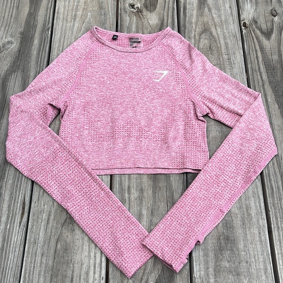 Gymshark Like-New Vital Seamless Crop Top Dusky Pink Marl Size Small - Picture 2 of 4